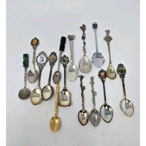 VINTAGE TRAVEL SOUVENIR COLLECTIBLE SPOON LOT OF 15 AUSTRALIA NEW ZEALAND KOALA